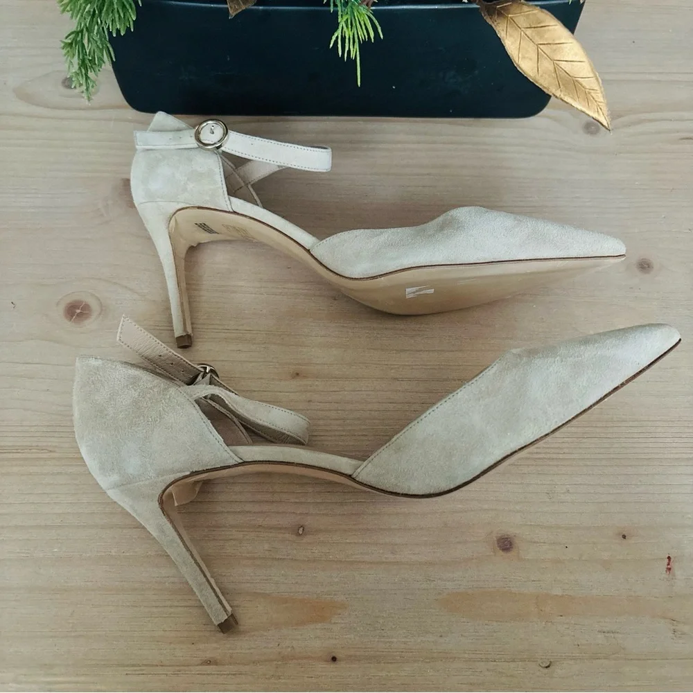 LK Bennett Women’s Cream Suede Heels Stilettos‎ Size 42 or US 11.5 Monet Ankle
